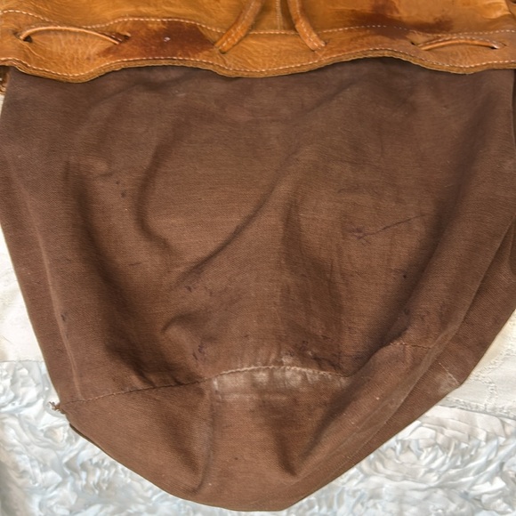 FORCE TEN boho brown handmade genuine leather floral embossed bucket handbag - Picture 7 of 11